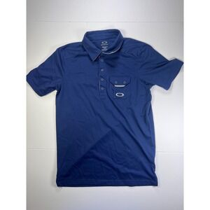 Oakley Polo Shirt Mens Small Navy Blue Hydrolix Regular Fit Performance Pocket